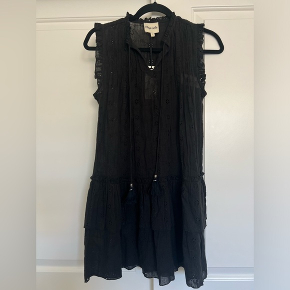 NEW Playa Lucila Black Eyelet Ruffle Tiered Mini Dress Cover-Up Boho Beachy S - Picture 2 of 13